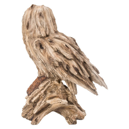 Driftwood Barn Owl On Stump Statue