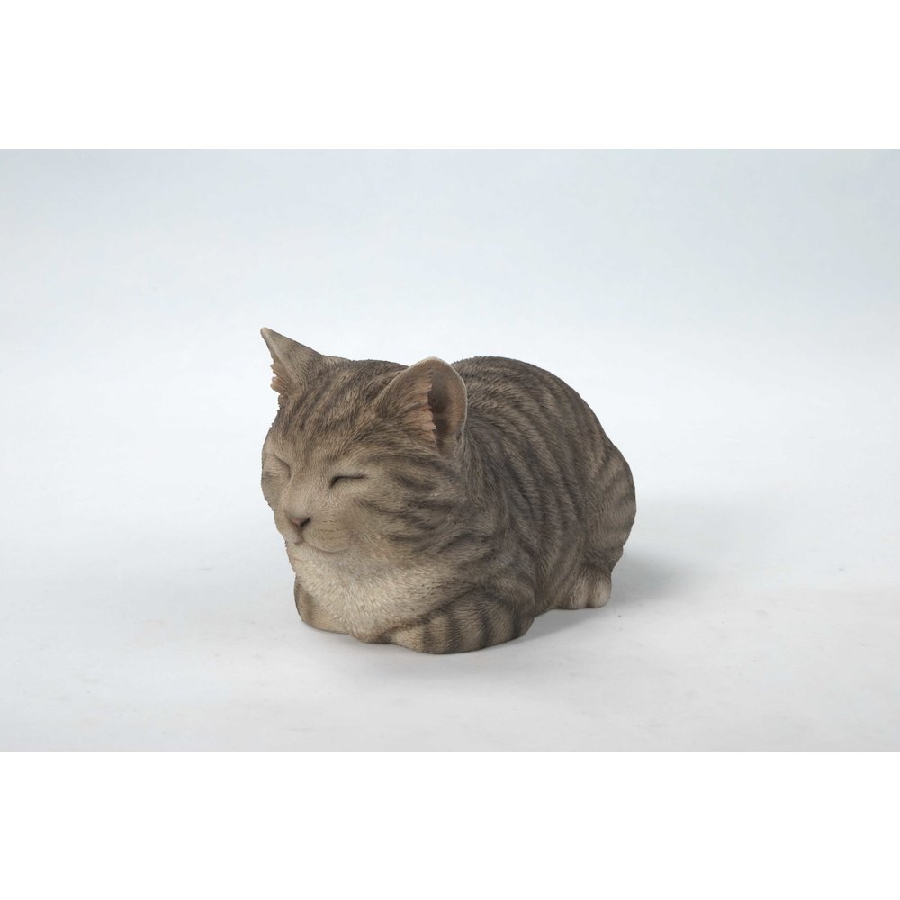 Sleeping Grey Tabby Cat Statue