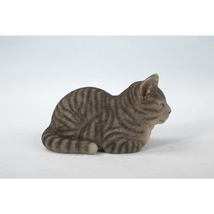 Sleeping Grey Tabby Cat Statue