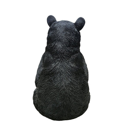 Onyx Guardian: Majestic Black Polyresin Sitting Bear Figurine
