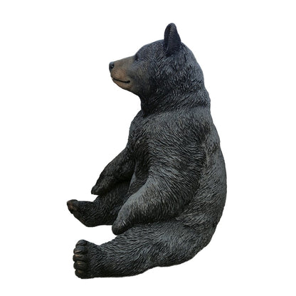 Onyx Guardian: Majestic Black Polyresin Sitting Bear Figurine