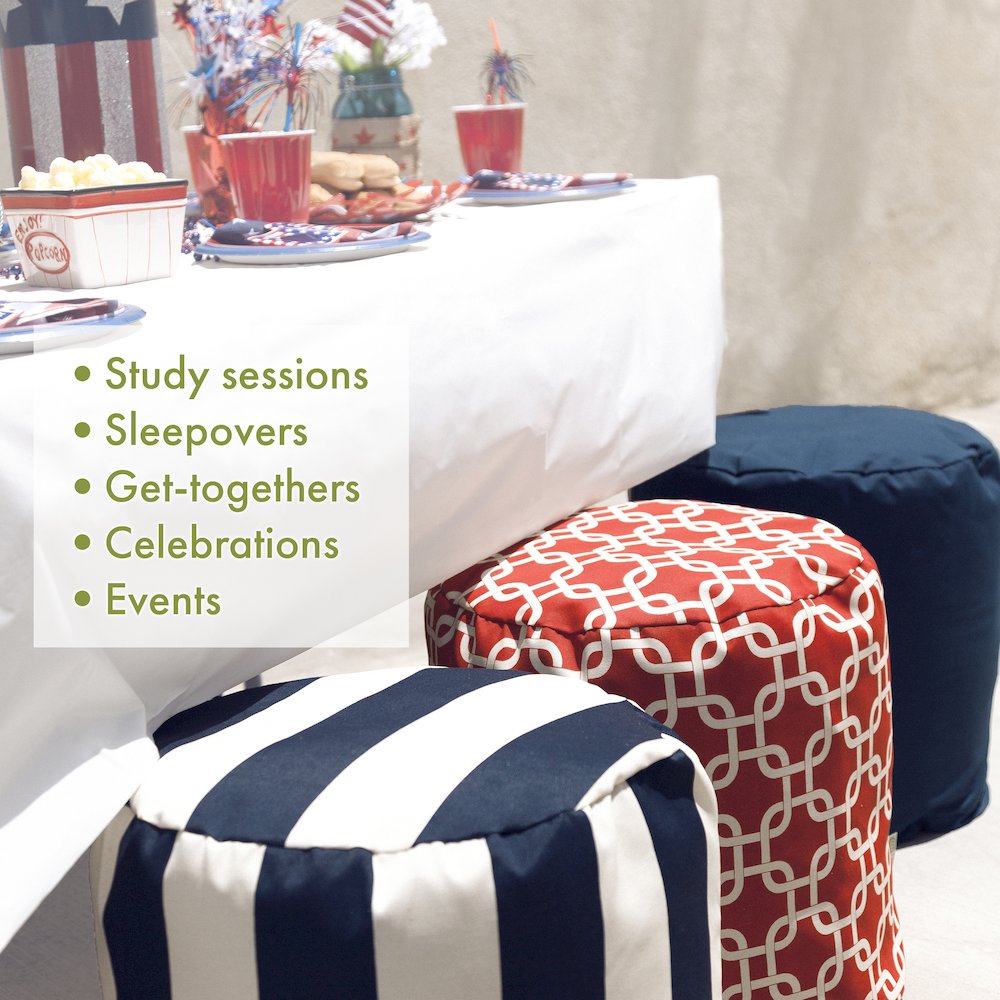 Majestic Home Goods Pouf Chevron Teal