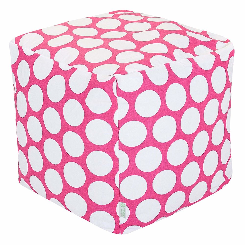 Majestic Home Goods Cube Pouf Polka Dot (Large) Hot Pink