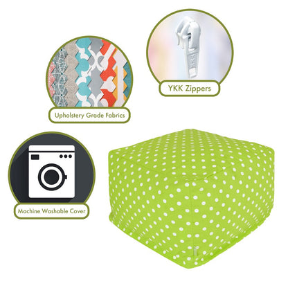 Majestic Home Goods Ottoman Pouf Polka Dot (Small) Lime