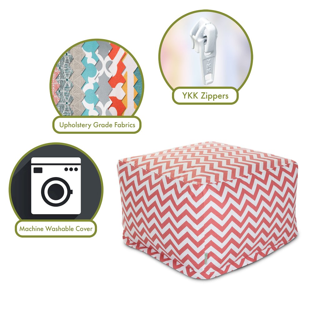 Majestic Home Goods Ottoman Pouf Chevron Coral
