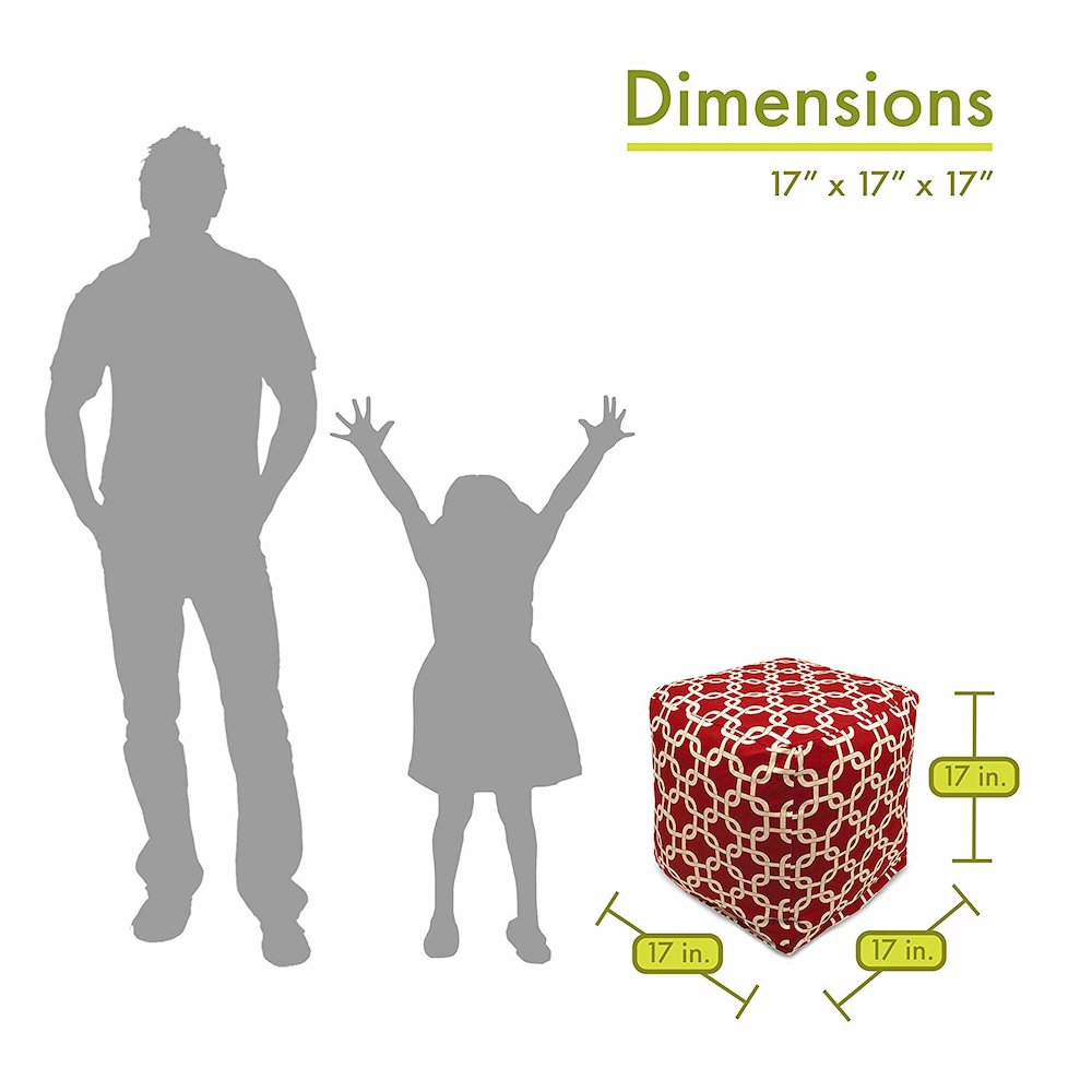 Majestic Home Goods Cube Pouf Links Red