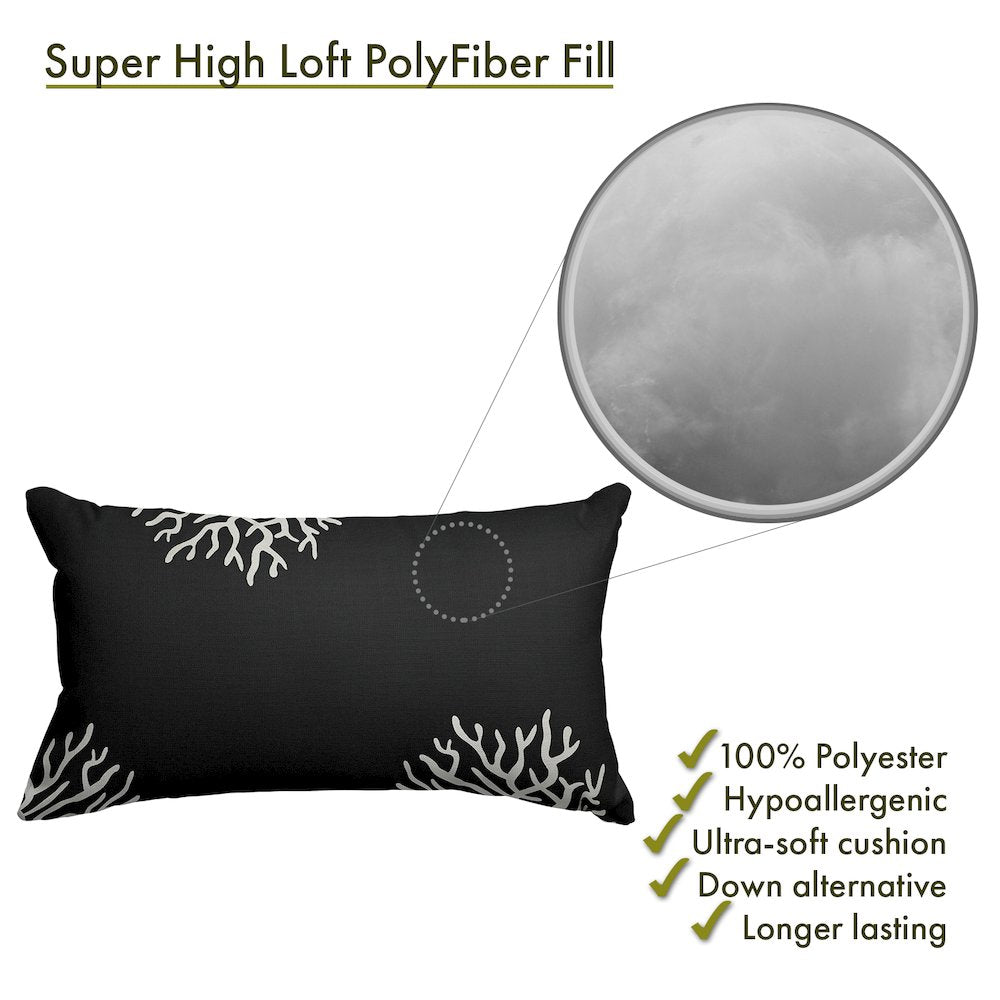 Majestic Home Goods Pillow 12x20 Coral Black