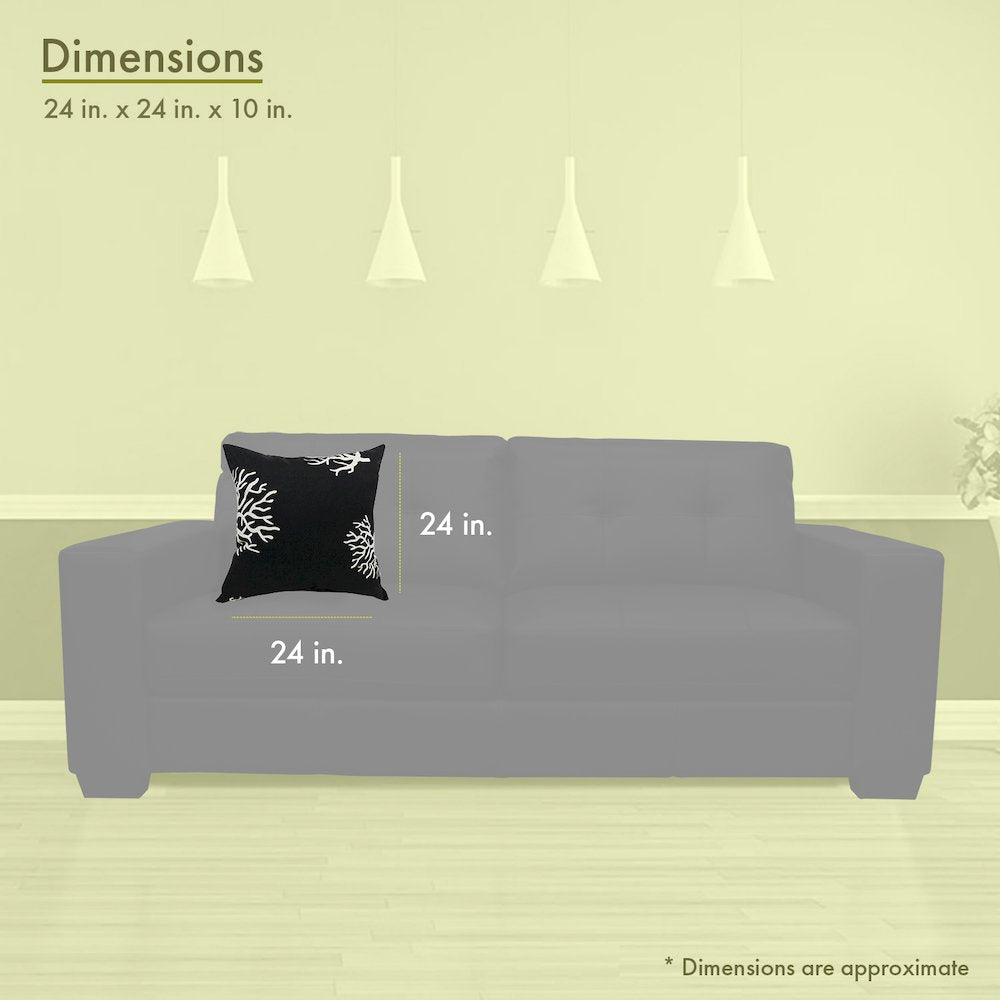 Majestic Home Goods Pillow 24x24 Coral Black