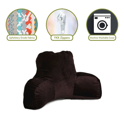 Majestic Home Goods Reading Pillow Faux Suede Dark Brown