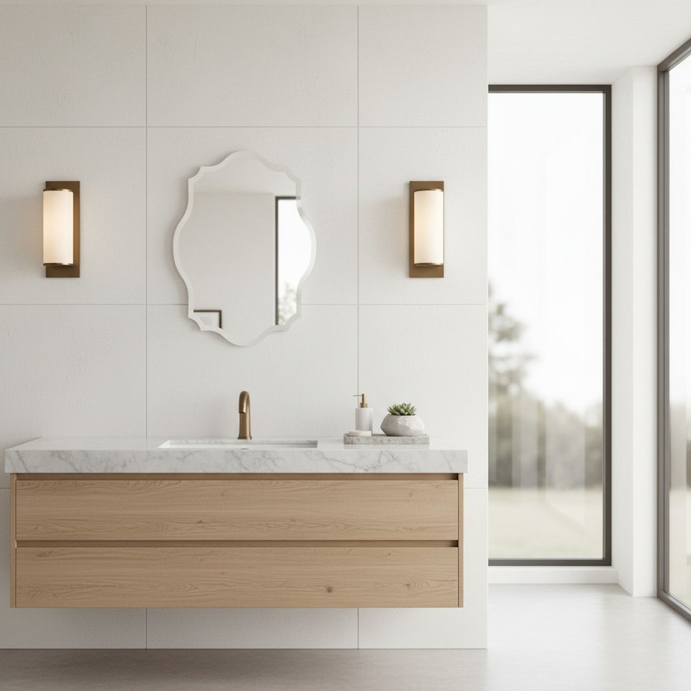Frameless Scalloped Mirror Long