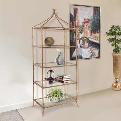 Moreau Metal Bamboo Styled Shelving- Large