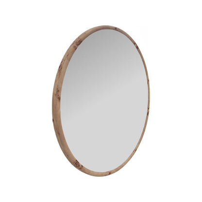 Burled Round Mirror