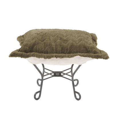 Scroll Puff Ottoman Angora Moss