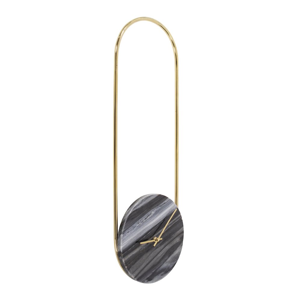 Balance of Mies Black Marble and Stainless Steel Clock