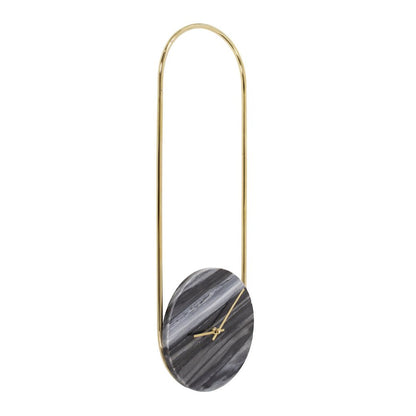 Balance of Mies Black Marble and Stainless Steel Clock