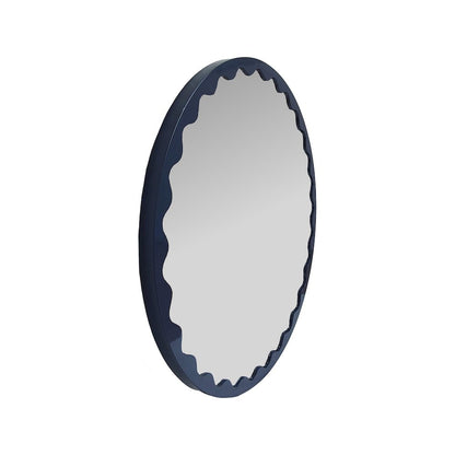 Santosh Round Glossy Navy Scalloped Mirror