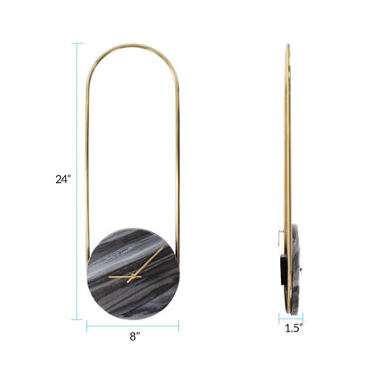 Balance of Mies Black Marble and Stainless Steel Clock