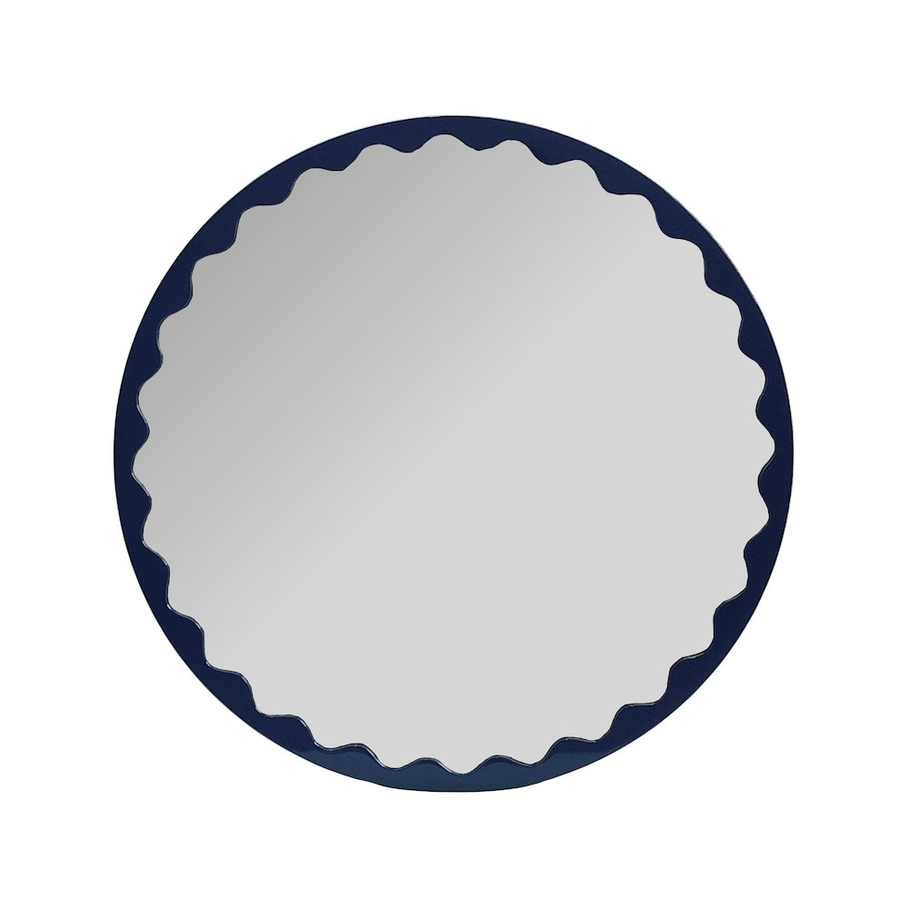 Santosh Round Glossy Navy Scalloped Mirror