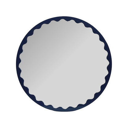 Santosh Round Glossy Navy Scalloped Mirror