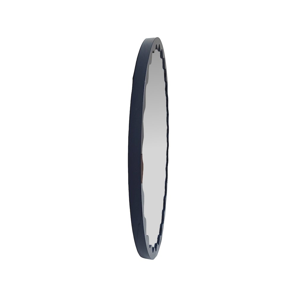 Santosh Round Glossy Navy Scalloped Mirror