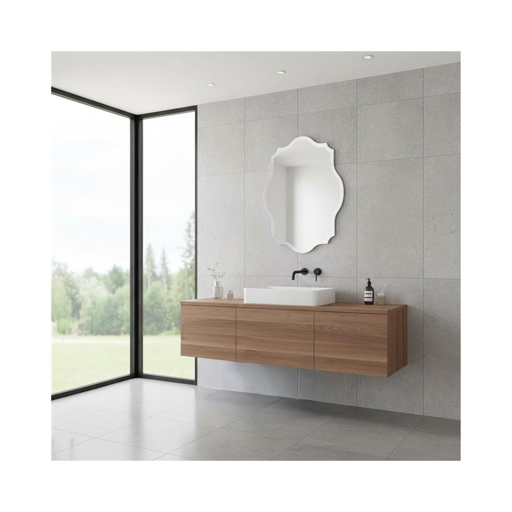 Frameless Scalloped Mirror Long