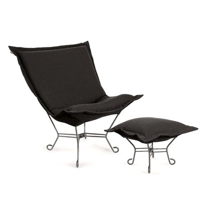 Scroll Puff Ottoman Sterling Charcoal Titanium Frame