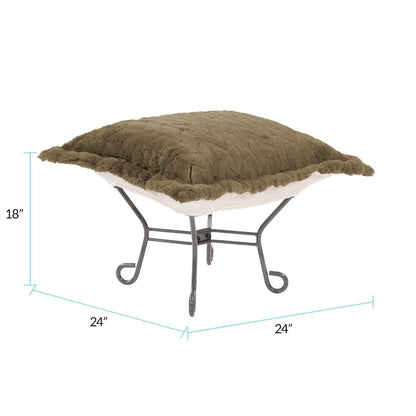 Scroll Puff Ottoman Angora Moss