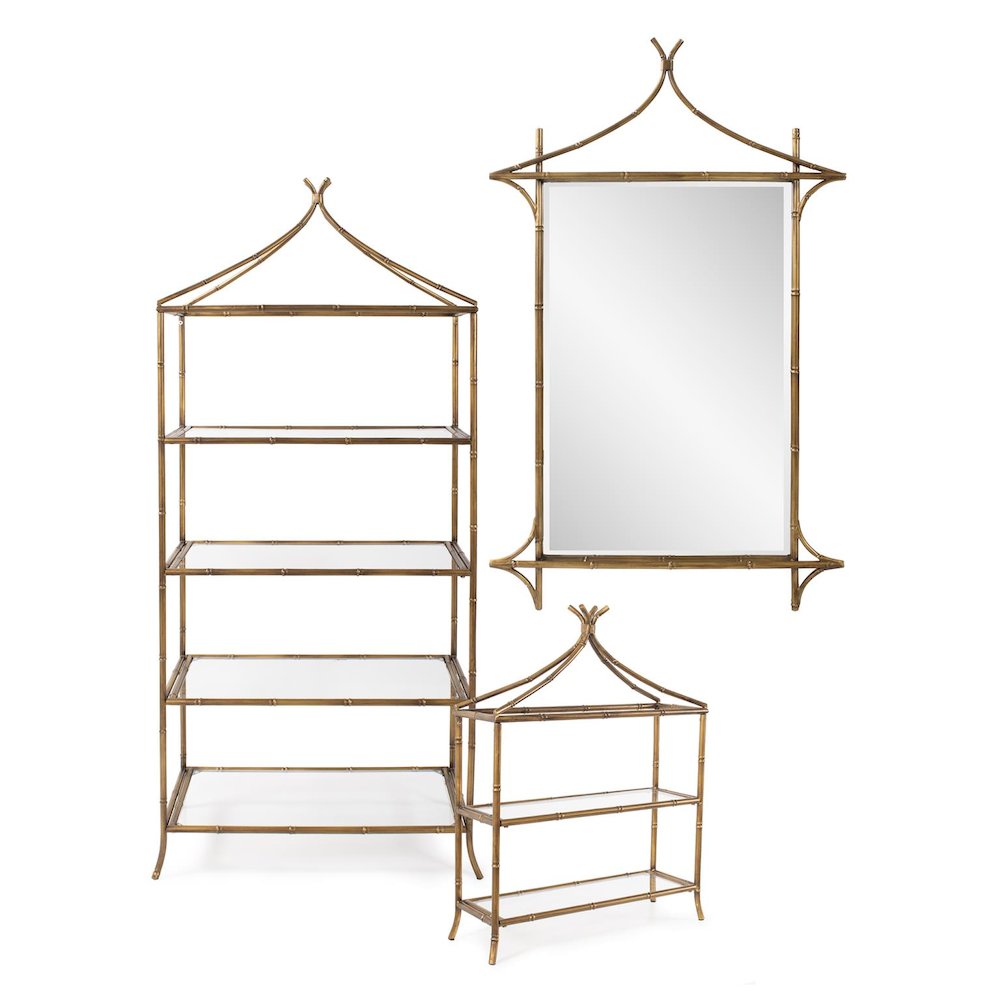 Moreau Metal Bamboo Styled Shelving- Large