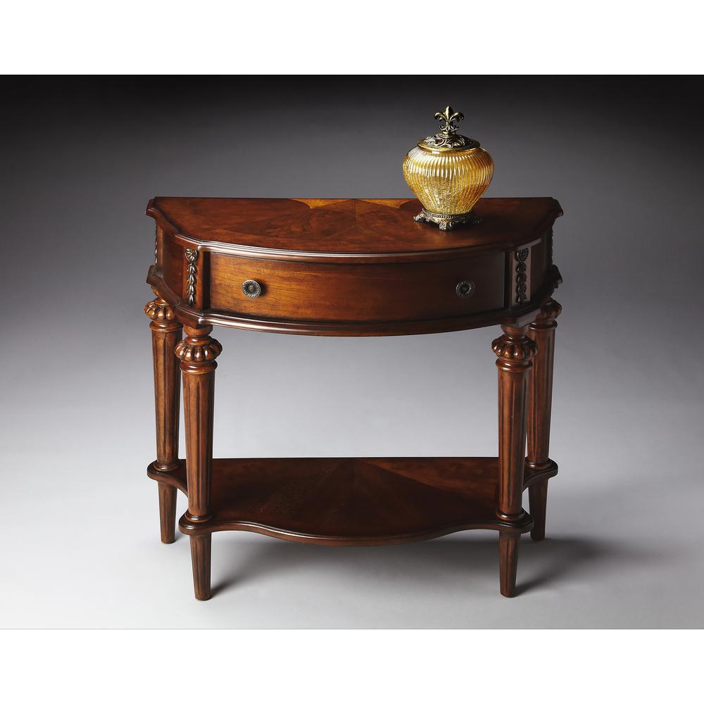 Halifax 1 Drawer Console 34" Table with storage, Dark Brown