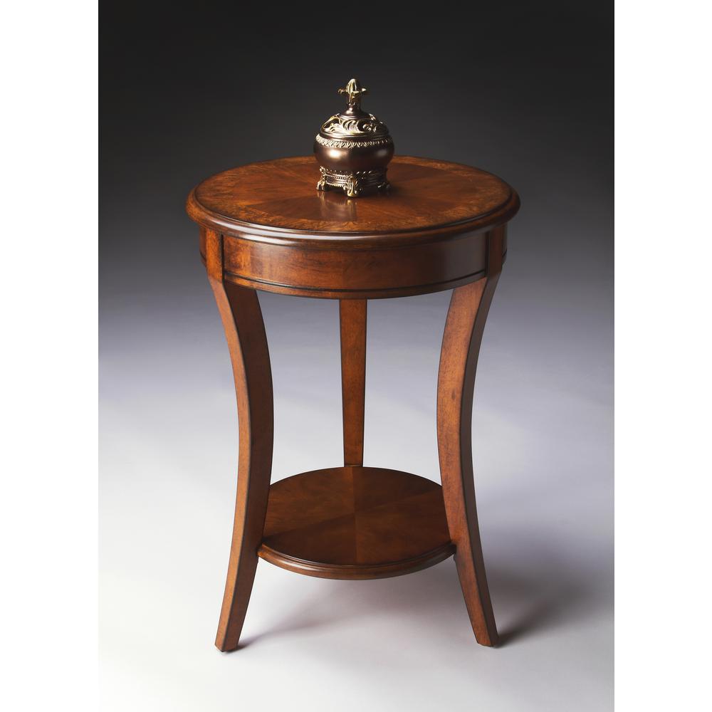 Holdin Round 18"W Side Table, Medium Brown