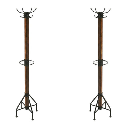 Industrial Floor Stand Coat Rack, Rustic Coat Tree for Entryway Hallway