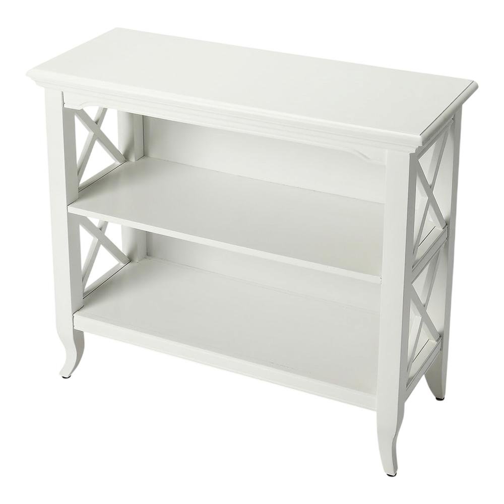 Low Bookcase with Storage, Transitional Wood Shelving Unit for Living Room