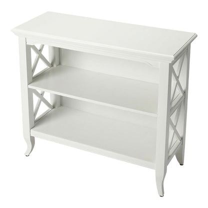 Low Bookcase with Storage, Transitional Wood Shelving Unit for Living Room