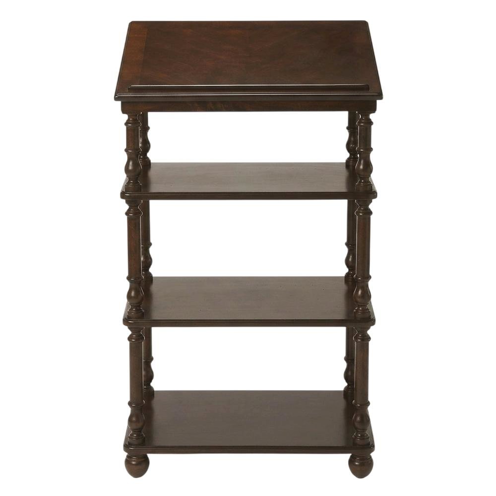 Traditional Library Stand with Storage for Home Office, Cherry, Cherry