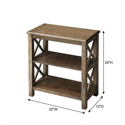 Transitional Distressed Bookcase, Wood Bookshelf for Living Room or Office