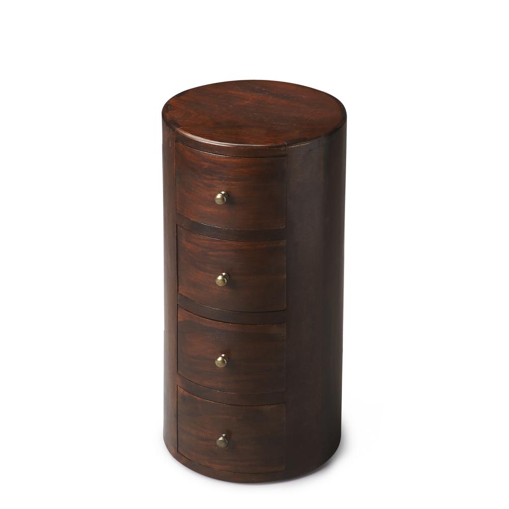 Liam Solid Wood End Table with Storage, Medium Brown