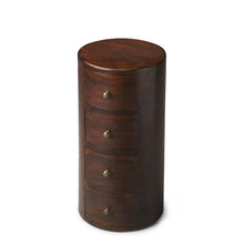 Round End Table with Storage – Side Table with Drawer in Brown Wood