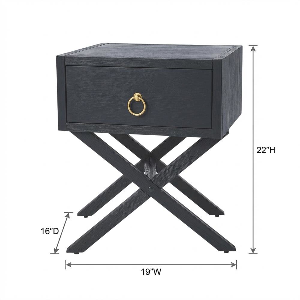 End Table with Drawer, Modern Distressed Accent Side Table for Living Room