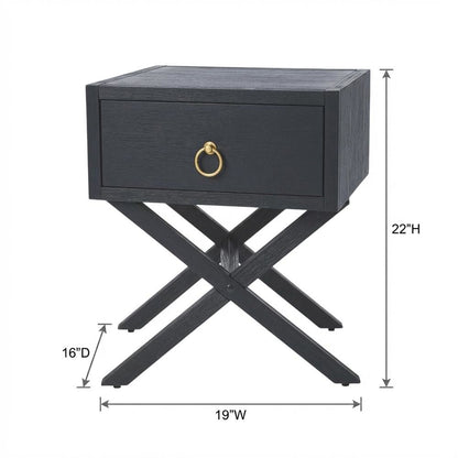 End Table with Drawer, Modern Distressed Accent Side Table for Living Room