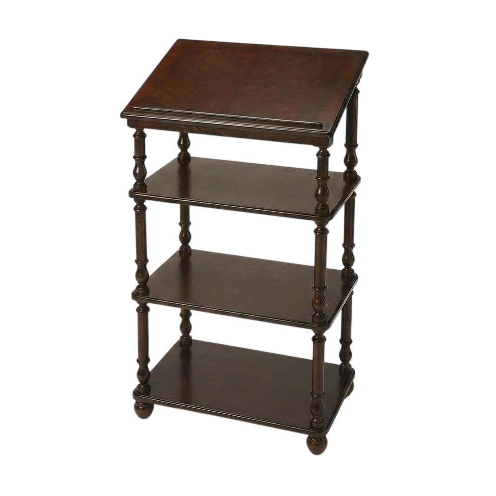Traditional Library Stand with Storage for Home Office, Cherry, Cherry
