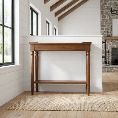 Wood Console Sofa Table with Storage Shelf, Traditional Entryway Table