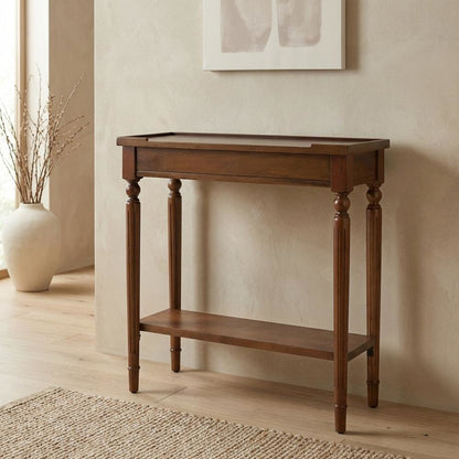 Wood Console Sofa Table with Storage Shelf, Traditional Entryway Table