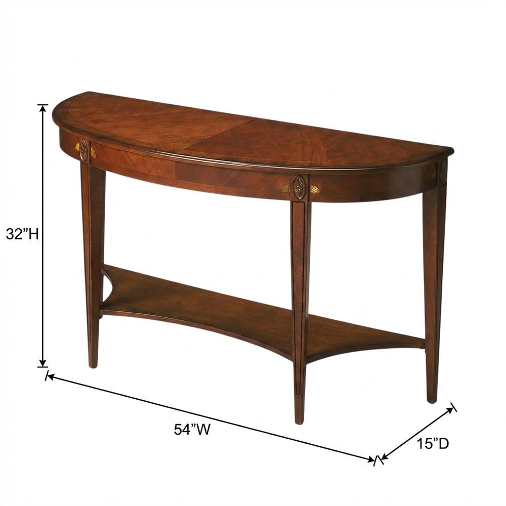 Demilune Console Table with Distressed Finish, Traditional Entryway Sofa Table