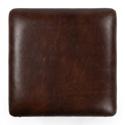 Square Industrial Ottoman Footstool with Distressed Finish for Living Room