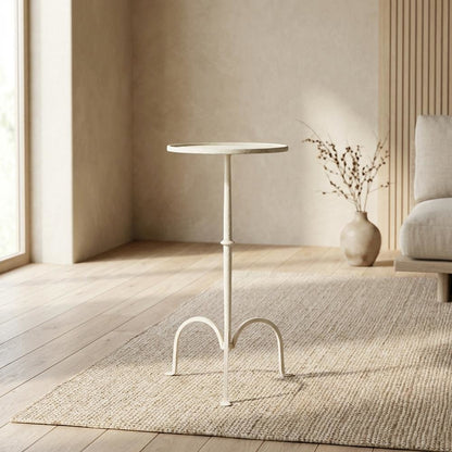 Round Pedestal End Table, Transitional Accent Side Table for Living Room