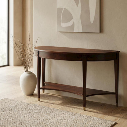 Demilune Console Table, Traditional Sofa Table for Entryway or Hallway