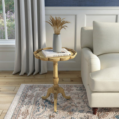Dansby Pedestal Side Table, Beige