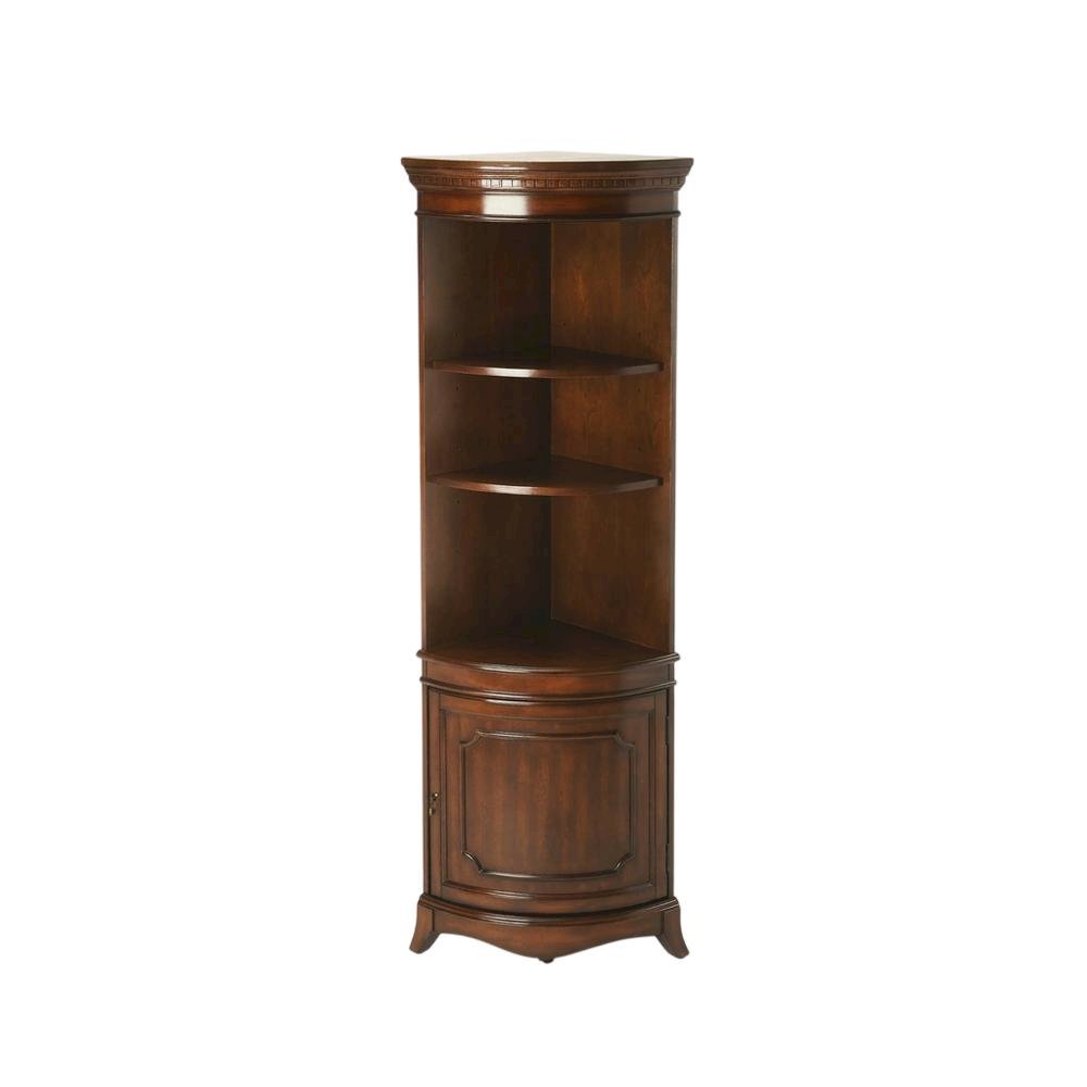 Quarter Round Corner Cabinet with Adjustable Shelf, Storage Cabinet, Cherry