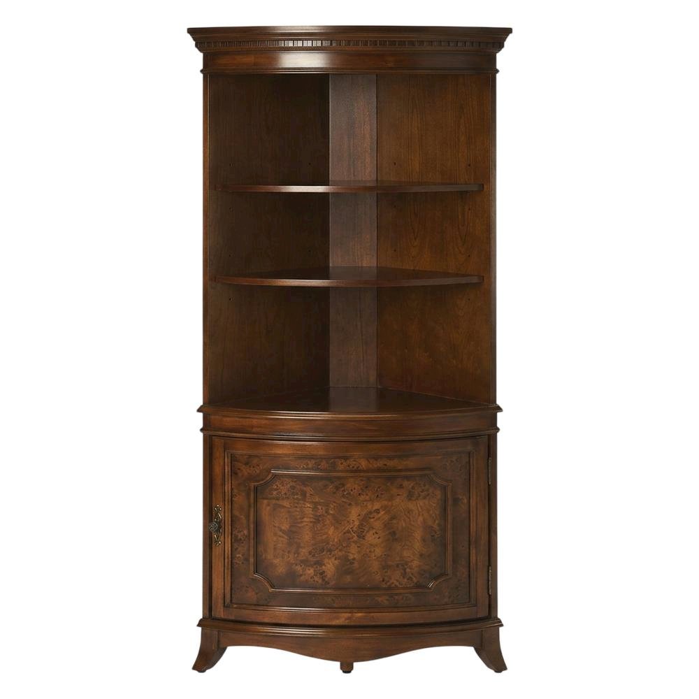 Quarter Round Corner Cabinet with Adjustable Shelf, Storage Cabinet, Olive Ash