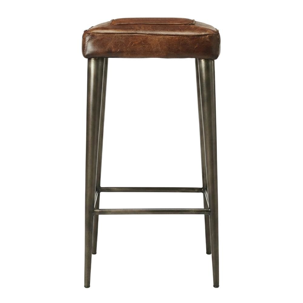 Backless Bar Stool with Leather Seat, Industrial Counter Stool for Kitchen
